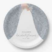 Elegante bruid op Dusty Blue Vrijgezellenfeest Papieren Bordje (Voorkant)