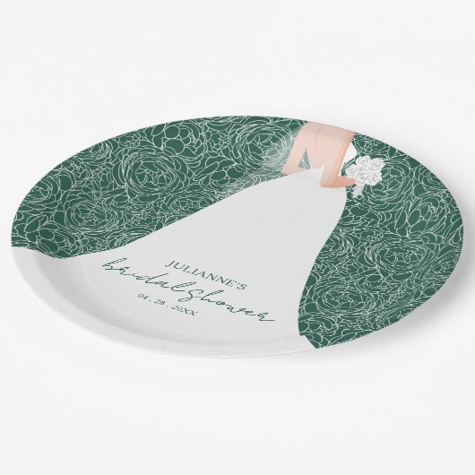 Elegante bruid op Emerald Green Vrijgezellenfeest Papieren Bordje (Gekanteld)