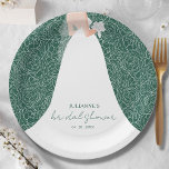 Elegante bruid op Emerald Green Vrijgezellenfeest Papieren Bordje<br><div class="desc">Een bruid in haar trouwjurk over een witte roos op smaragdgroene (of elke kleur) achtergrond,  maakt een mooie toevoeging aan uw vrijgezellenfeest decor. OVEREENKOMENDE objecten in onze winkel.</div>