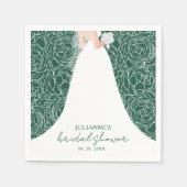 Elegante bruid op groen Vrijgezellenfeest Servet (Voorkant)