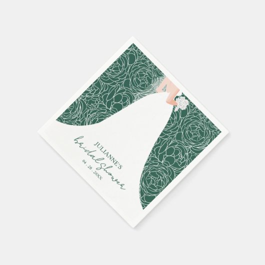 Elegante bruid op groen Vrijgezellenfeest Servet (Hoek)