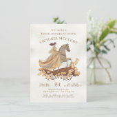 Elegante bruid op Paard bloemenVrijgezellenfeest Kaart (Staand voorkant)