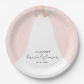 Elegante bruid op roze Vrijgezellenfeest Papieren Bordje (Voorkant)