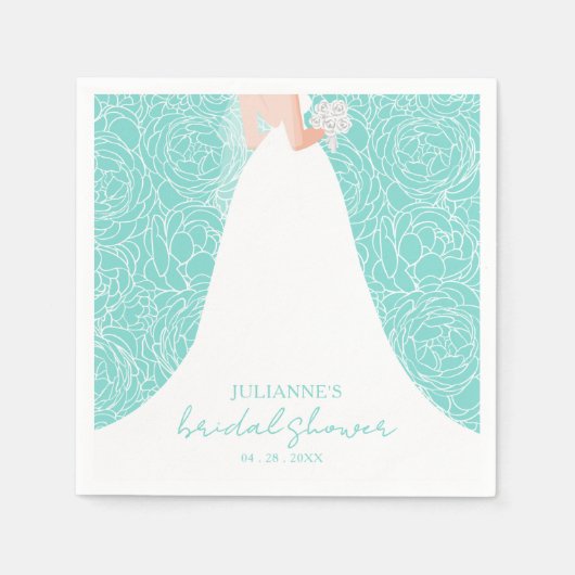 Elegante bruid op turquoise Vrijgezellenfeesten se Servet (Voorkant)