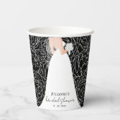 Elegante bruid op zwart papieren bekers (Achterkant)