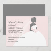 Elegante bruid | Roze Bruids Douche Uitnodiging (Voorkant / Achterkant)
