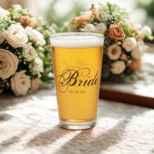 Elegante Bruid Script Persoonlijke Trouwglas Glas