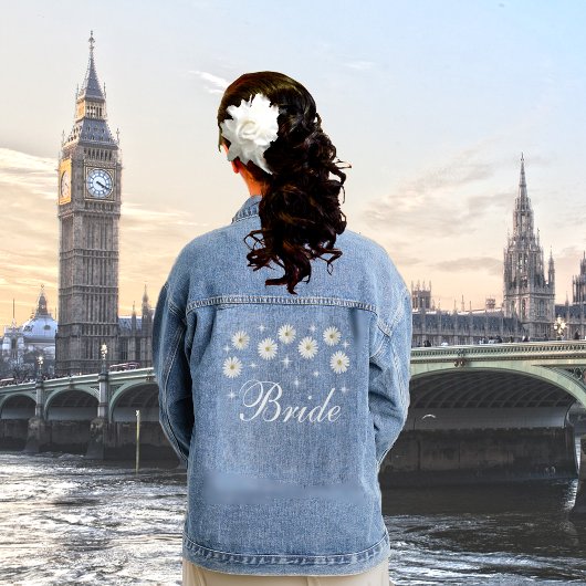 Elegante bruid Sterren & Daisy Bloemen Denim Jacke Denim Jacket