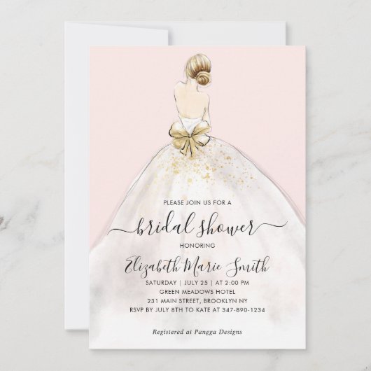 Elegante bruid trouwjurk roze Vrijgezellenfeest Kaart (Voorkant)