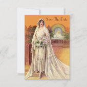 Elegante bruid uit de jaren 30 Save the Date trouw Kaart (Voorkant)