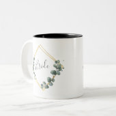 Elegante bruid Waterverf Eucalyptus Tweekleurige Koffiemok (Voorkant links)