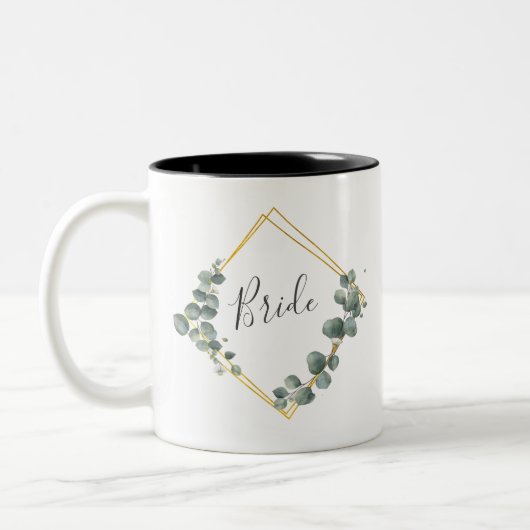 Elegante bruid Waterverf Eucalyptus Tweekleurige Koffiemok (Links)