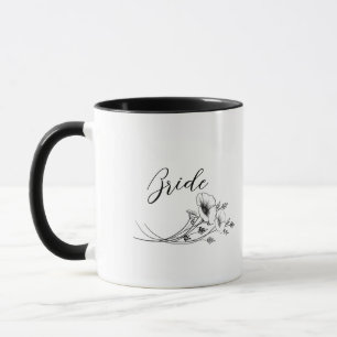Elegante Bruid Wildbloemen Doodles Mok