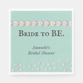 Elegante Bruid Wordt Teal Blauwe Parel Bruiloft Fe Servet