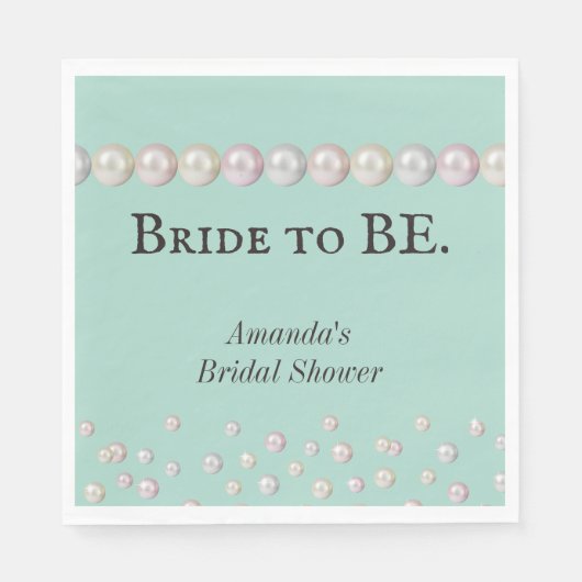 Elegante Bruid Wordt Teal Blauwe Parel Bruiloft Fe Servet (Voorkant)