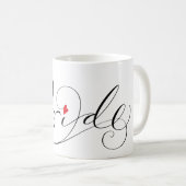 Elegante bruid Wrap kalligrafie Script Red Heart Koffiemok (Voorkant rechts)