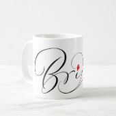 Elegante bruid Wrap kalligrafie Script Red Heart Koffiemok (Voorkant links)