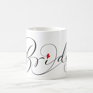 Elegante bruid Wrap kalligrafie Script Red Heart Koffiemok