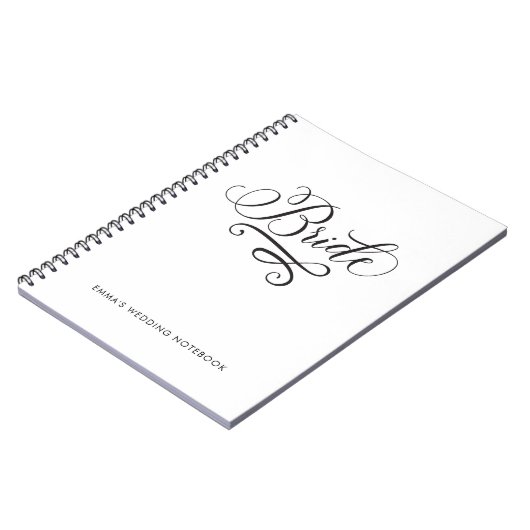 Elegante bruid zwart en wit bruiloft bruid te zijn notitieboek (Linkerzijde)