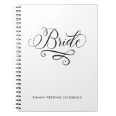 Elegante bruid zwart en wit bruiloft bruid te zijn notitieboek (Voorkant)