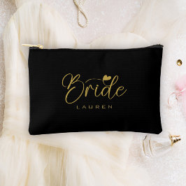 Elegante Bruid Zwart & Goud Script Naam Cadeau Etui