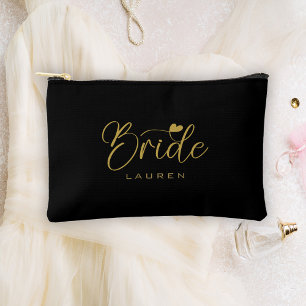 Elegante Bruid Zwart & Goud Script Naam Cadeau Etui
