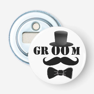 Elegante Bruidegom Snor Top Hoed Button Flesopener