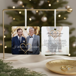 Elegante Bruidegom Vader Foto Herinnering Aandenke Metalen Ornament