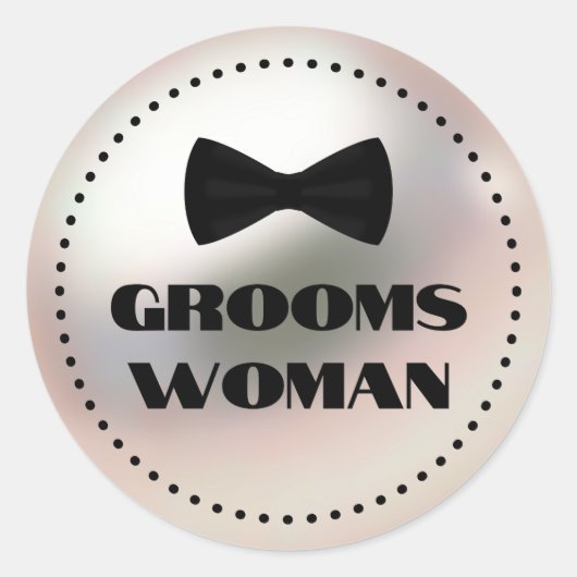 Elegante bruidegom zwart stropdas decoratieve brui ronde sticker (Voorkant)