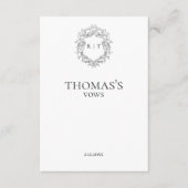 Elegante bruidegom's bruiloft geloften monogram ka informatiekaartje (Voorkant)