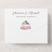 Elegante bruid's & bruidegom's Clipart bruiloft All In One Uitnodiging (Achterkant)