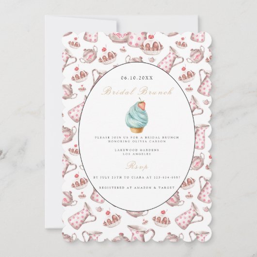 Elegante bruids brunch bruids douche uitnodiging (Voorkant)