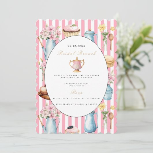 Elegante bruids brunch bruids douche uitnodiging (Staand voorkant)