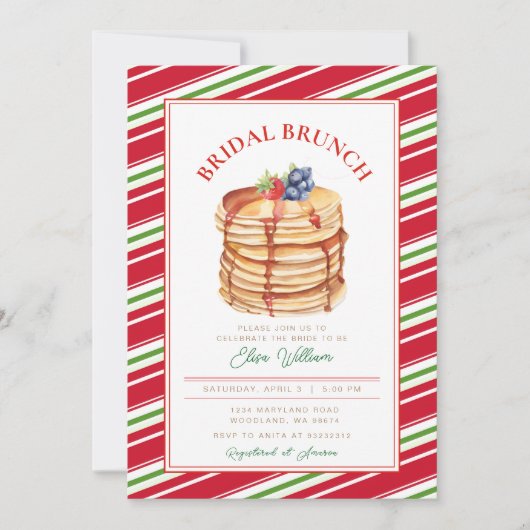 Elegante bruids brunch kerst pannenkoek kaart (Voorkant)