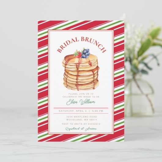 Elegante bruids brunch kerst pannenkoek kaart (Staand voorkant)