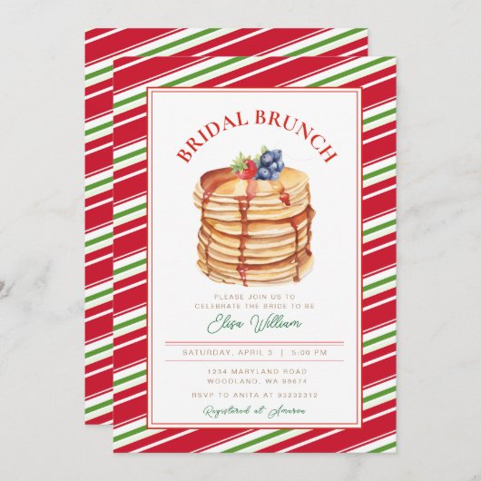 Elegante bruids brunch kerst pannenkoek kaart (Voorkant / Achterkant)