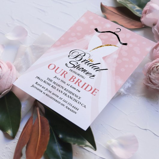 Elegante Bruids Douche Uitnodiging met Trouwjurk