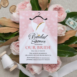 Elegante Bruids Douche Uitnodiging met Trouwjurk