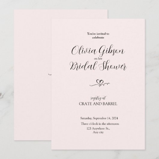 Elegante bruids doucheuitnodiging Kaarten (Voorkant / Achterkant)