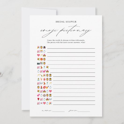 Elegante bruids Emoji Pictionary Game Kaart (Voorkant)