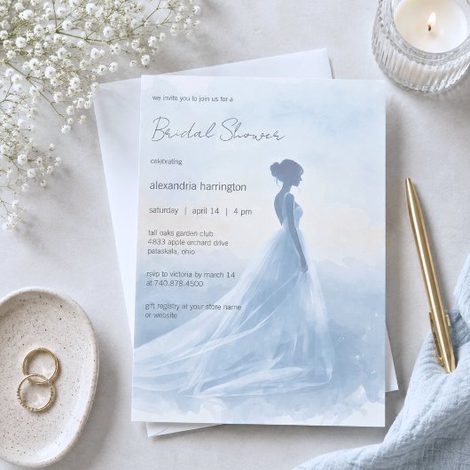 Elegante Bruids Silhouet Bruidsfeest Kaart