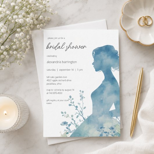 Elegante Bruids Silhouet Bruidsuitnodiging Kaart