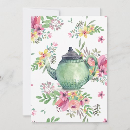 Elegante Bruids-Thee met Bloemen Kaart (Achterkant)