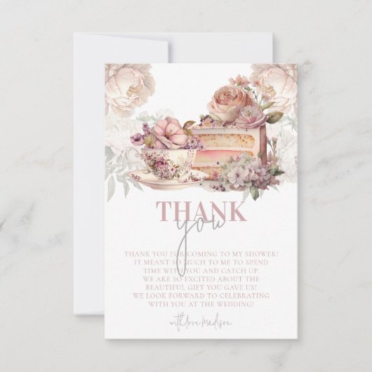 Elegante bruids thee party bedankkaart (Voorkant)