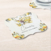 Elegante Bruids Thee Vintage Feest Citroen  Kartonnen Onderzetters (Gekanteld)