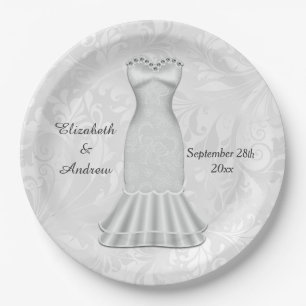 Elegante Bruids Trouwjurk Papieren Bordje