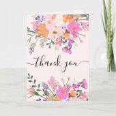 Elegante Bruids wilde bloemen pastel lente douche Bedankkaart (Voorkant)