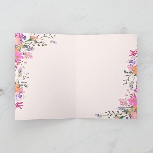 Elegante Bruids wilde bloemen pastel lente douche Bedankkaart (Binnen)