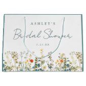 Elegante bruidsbabyshower met wilde bloemen groot cadeauzakje (Voorkant)