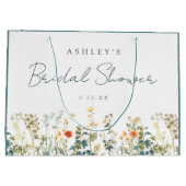 Elegante bruidsbabyshower met wilde bloemen groot cadeauzakje (Achterkant)